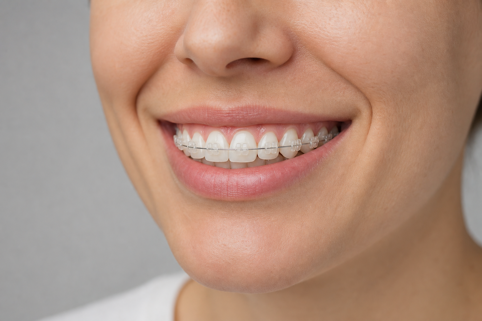 Aparat dentar ceramic sau din safir cu bracket-uri discrete